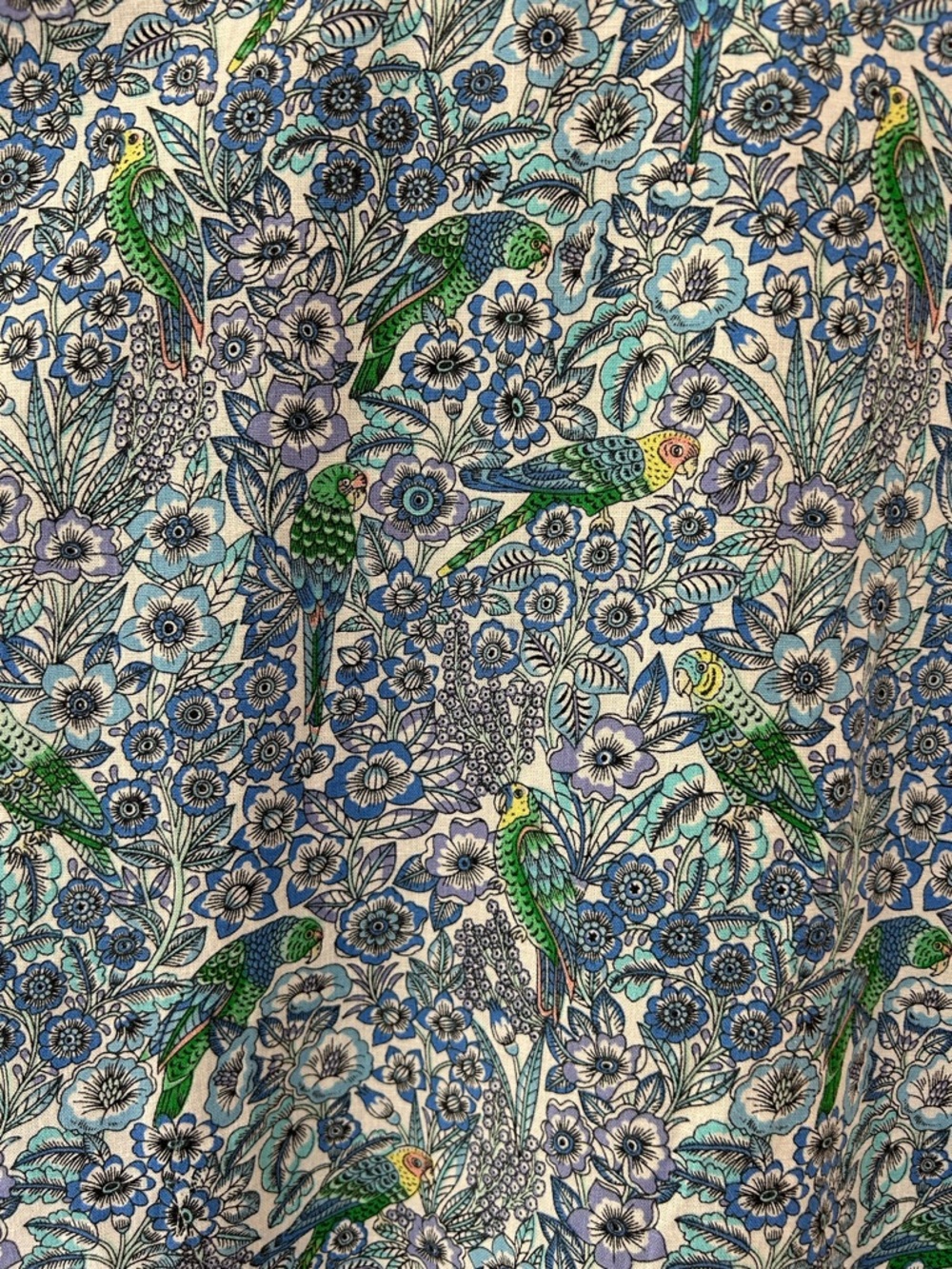 J. Jill Pleated Floral Parrot Linen Blend Popover top S petite blue white resort - Picture 8 of 8